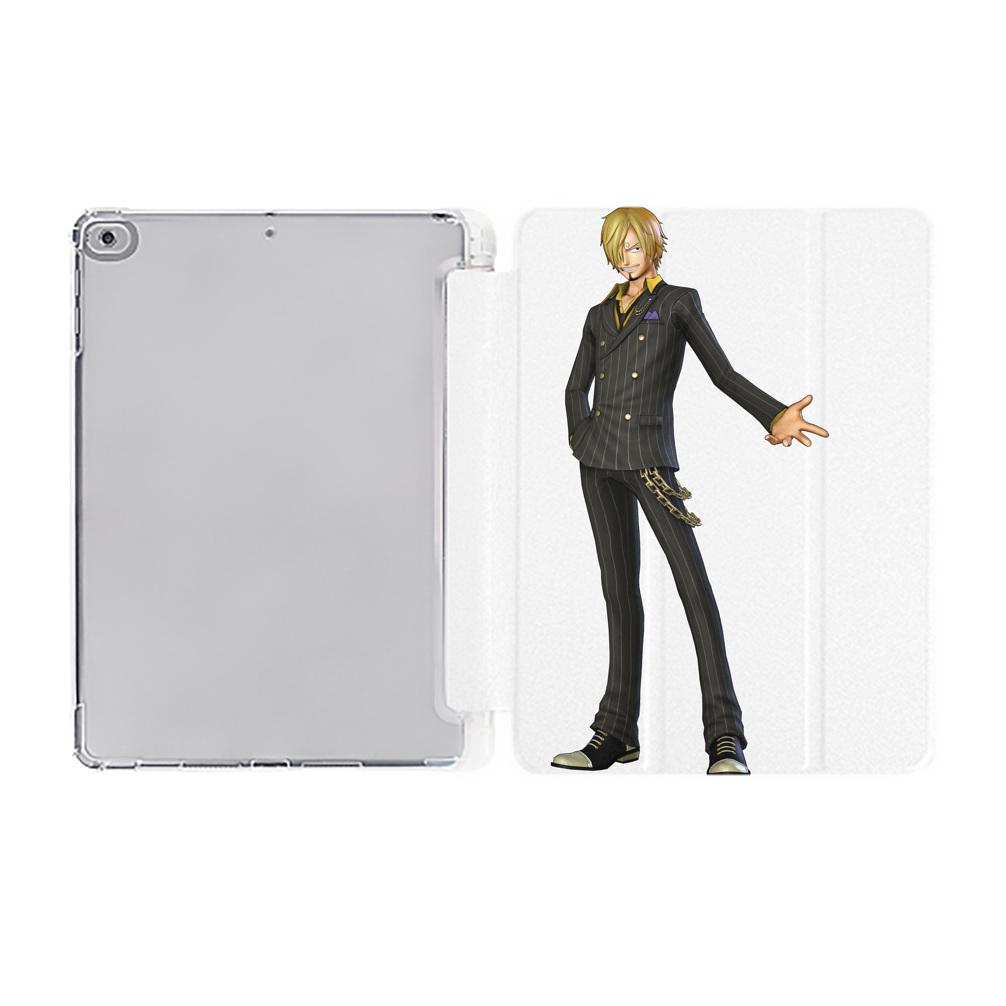 （画像用） ワンピース サンジ ONE PIECE Sanji IPad ケース ペン収納付き 三つ折りスタンド PUレザー×シリコン 対応機種9.5/10.5/10.9インチ